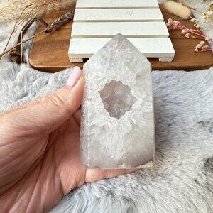 Gorgeous Small Agate Tower with Druzy | Agate Polished Point